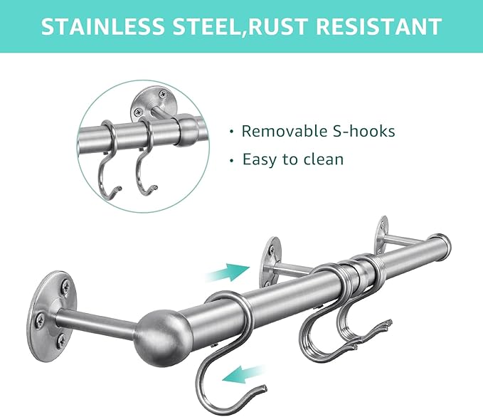 ROTHLEY Stainless Steel Hanging Pot Rack Hanger: 23.7 Inch Pot and Pan Hanger - Image 3