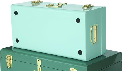 Vixdonos Decorative Large Metal Box Storage Trunk Chest Set of 2 College Dorm - Image 3