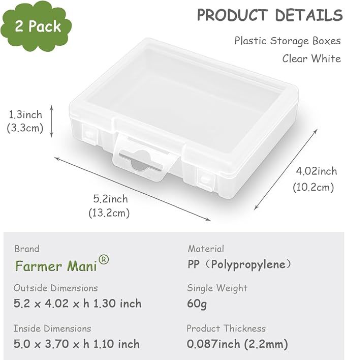 2 Pack Rectangle Plastic Frosted Storage Containers Box, Polypropylene Box - Image 2