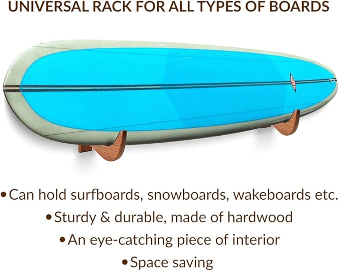 TESLYAR Surfboard Wall Mount – Wooden Surfboard Rack - Image 5