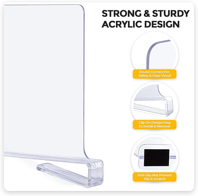 JOY DECOR 8 Pack Acrylic Clear Shelf Dividers - Image 5