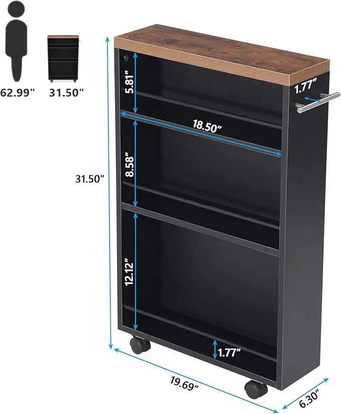 Tribesigns Slim Storage Cart, Rolling Narrow Kitchen Cart on Wheels - Image 7