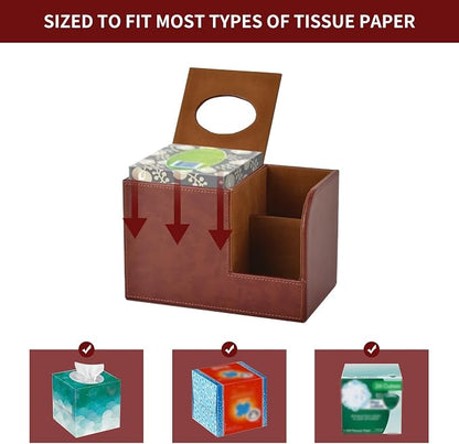 PU Leather Square Tissue Box Cover, Tissue Box - Image 5