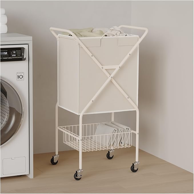 Laundry Basket with Wheels:88L Rolling Laundry Cart Foldable Metal Frame Dirty by Unknown
