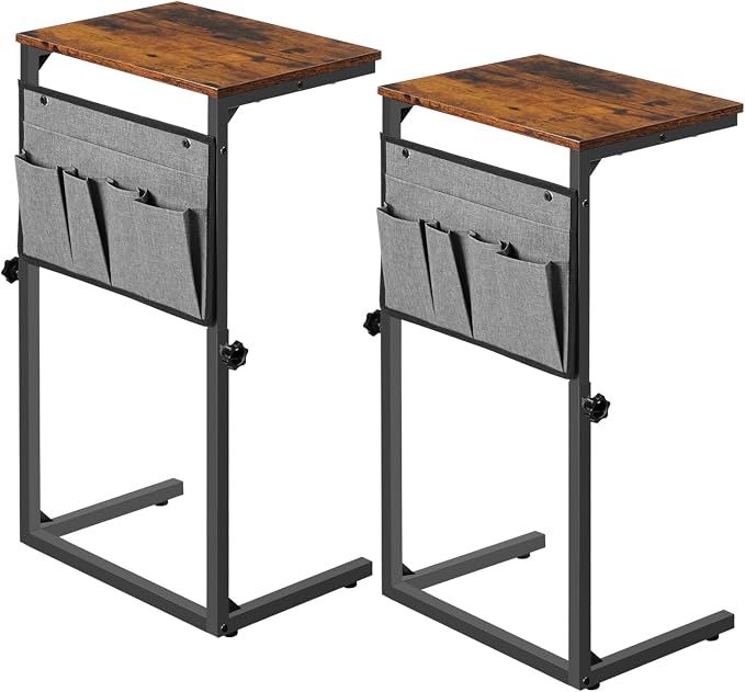 HOOBRO C Shaped End Table, 29.5’’ Adjustable Height Side Table by HOOBRO