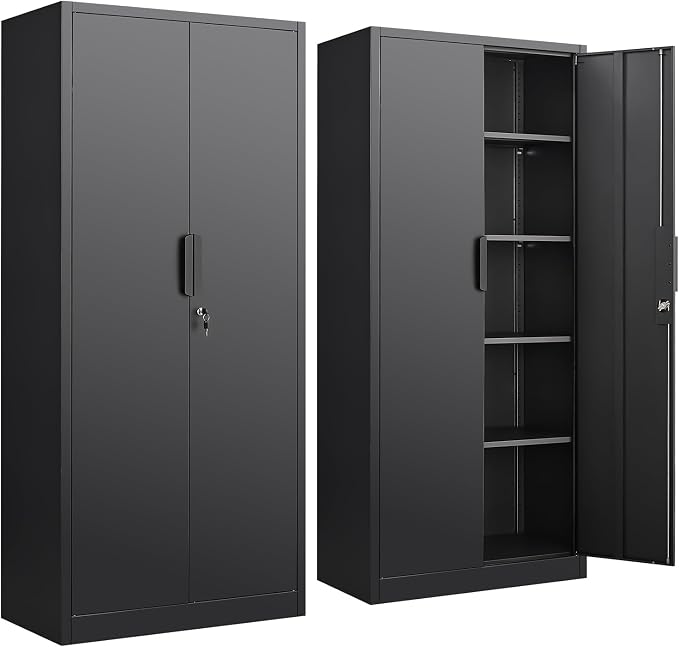Metal Garage Storage Cabinet, Steel Storage Locker, 4 Adjustable Shelves by Unknown
