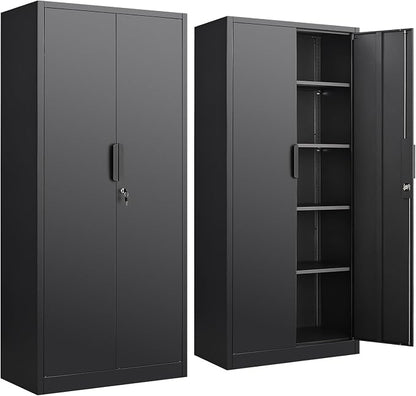 Metal Garage Storage Cabinet, Steel Storage Locker, 4 Adjustable Shelves by Unknown