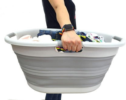 SAMMART 57L Collapsible 3-Handled Plastic Laundry Basket - Image 7