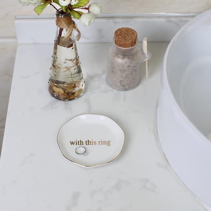 Engagement Wedding Ring Dish-With This Ring Jewelry Dish Tray-Gifts - Image 4