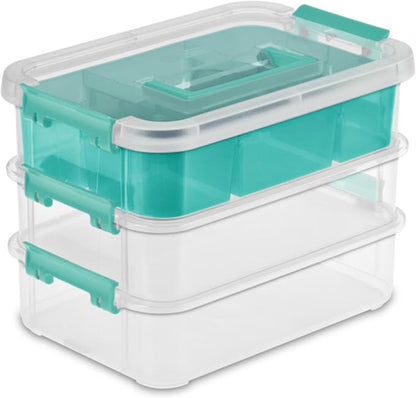 Sterilite 12 Pack Plastic Storage Box Container, 3 Layer, Stack and Carry - Image 8