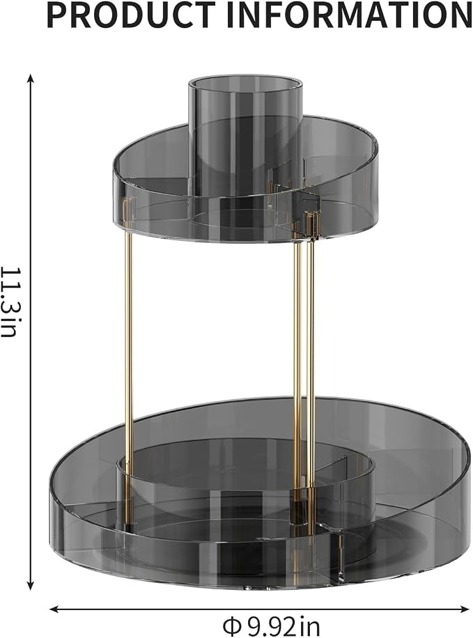 2 tier Makeup Organizer Countertop, 360 Rotating Makeup Organizer - Image 2