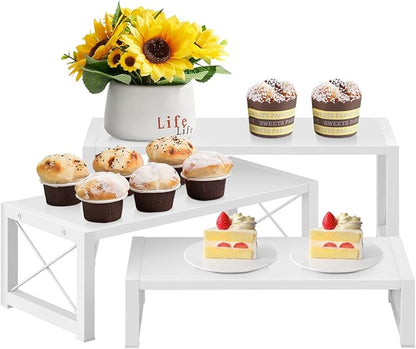 ELITEROO White 3-Tier Cupcake Stand & Wooden Display Riser, Dessert Stand by ELITEROO