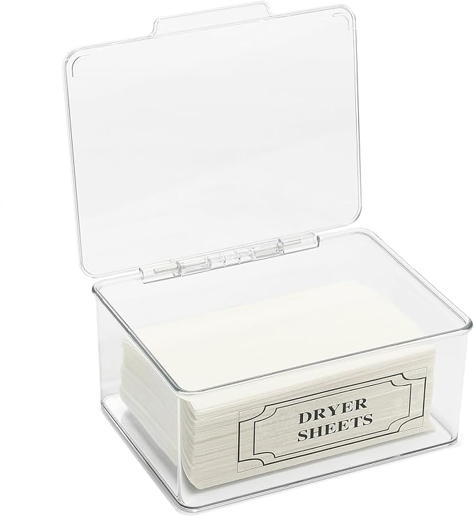 SSTATES Clear Acrylic Dryer Sheets Holder, Flip-top Laundry Pods Container - Image 3