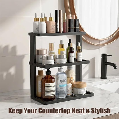 PEKER Bamboo Bathroom Organizer Countertop – Vanity Storage Shelf - Image 2