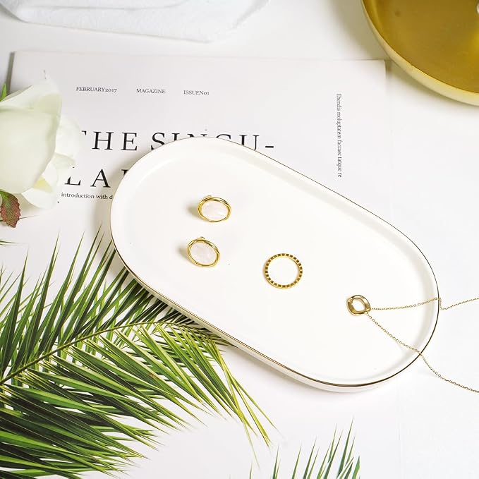 Ceramic Jewelry Dish, Perfume Vanity Tray, 7x4 Decorative Catch All Bowl - Image 2