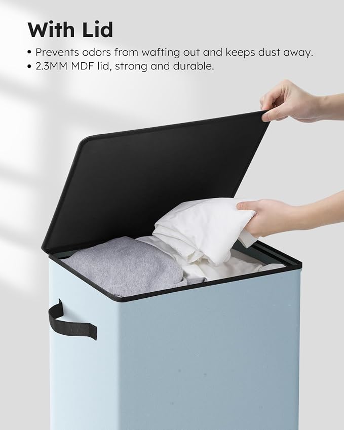 SOLEDI Laundry Hamper with Lid 90L Large & Tall Collapsible Laundry Basket - Image 5