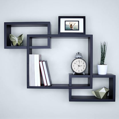 Ballucci Wooden Interweave Floating Wall Mounted Shelves, Horizontal and - Image 7