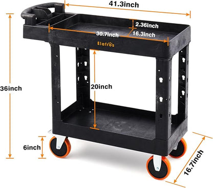 ELAFROS Heavy Duty Plastic Utility Cart 41.3 x 17 Inch - Image 2