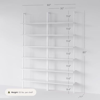 Nathan James Theo 6-Shelf Tall Modern Bookshelf, Wall Mount Ladder Shelf - Image 2
