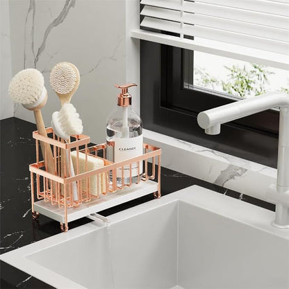 Cisily Rose Gold Sponge Holder for Kitchen Sink, Sink Caddy Organizer - Image 6