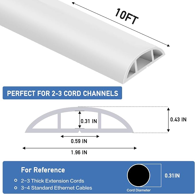 Floor Cord Cover Self Adhesive Cord Hider Floor Extension Cord Covers - Image 2