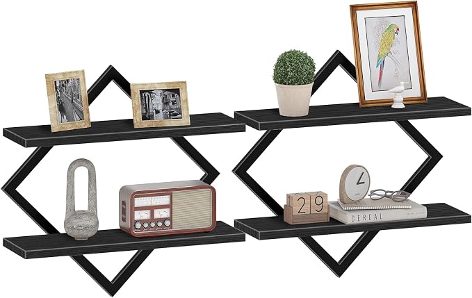 CHOEZON Floating Shelves, 2-Tier Hanging Shelves, Wall Shelf Set of 2, Wall - Image 9