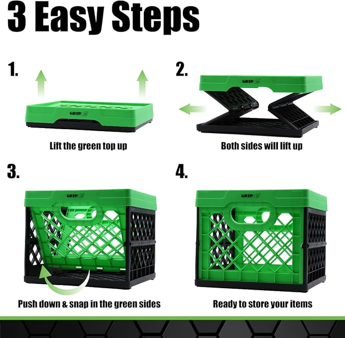 Grip Folding Stackable Storage Bin, 6 Gallon - Image 5
