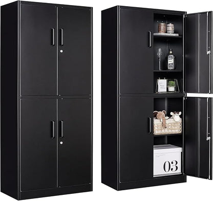 Metal Storage Cabinet with 3 Adjustable Shelves and 4 Doors, Steel Tool Cabinets by SISESOL