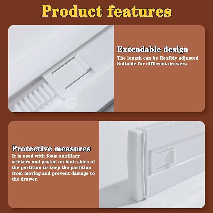 4 Pcs Drawer Dividers for Clothes, 3.15" High 11.34"-19.69" Adjustable - Image 4