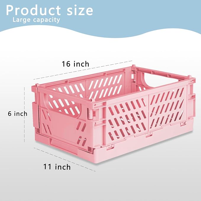 Tixill 2-Pack Mini Foldable Plastic Storage Box Mini Plastic Baskets - Image 2