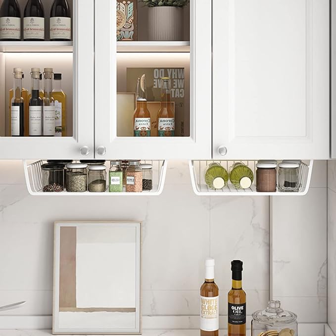 Under Shelf Storage Basket, Hanging Shelf Basket Slides Under Shelves - Image 7