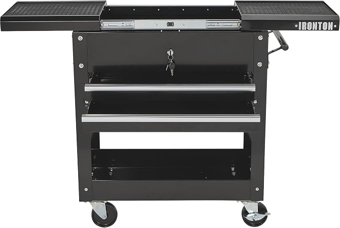 Ironton 28in. 2-Drawer Tool Cart, 350-Lb. Capacity, Heavy-Duty Rolling Service - Image 8