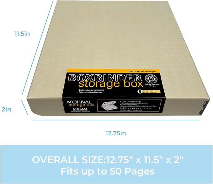 Lineco, Archival Tan 3-Ring Binder Album Box, 12.75x11.5x2 Inch | Acid-Free - Image 2