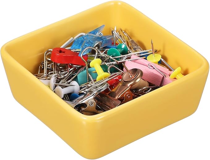 PATIKIL Square Paper Clip Holders, Ceramic Bowl Dish Clip Dispenser Organizer by PATIKIL