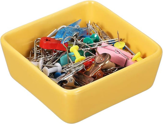 PATIKIL Square Paper Clip Holders, Ceramic Bowl Dish Clip Dispenser Organizer by PATIKIL