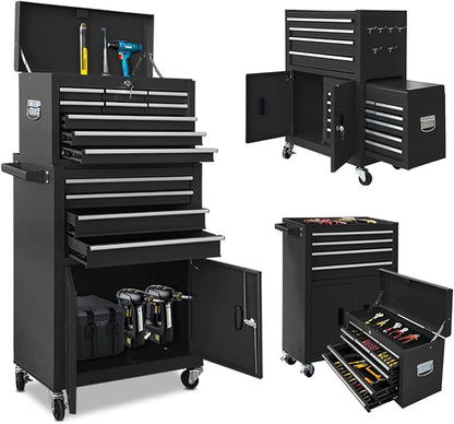 Tool Chest 13-Drawer with Double Door Handle, 2 in 1 Detachable Rolling Tool by TOKUWA