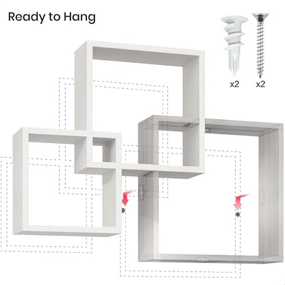 Ballucci Modern Interlocking Cube Floating Shelves, Wall Mount Wood Square - Image 5
