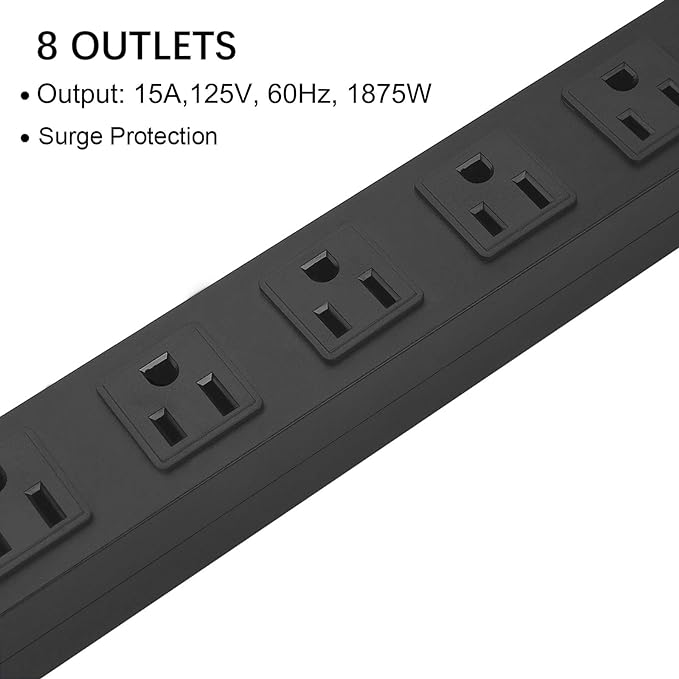 4Pack Metal 8 Outlet Mountable Power Strip, Wall Mount Outlet Heavy Duty - Image 5
