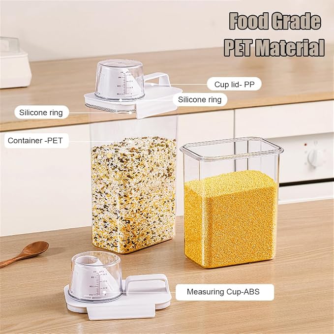2Pcs Rice Dispenser Storage Containers, 2.3L Small Rice Bucket - Image 4
