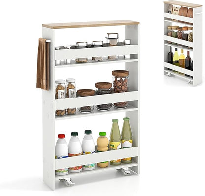 Slim Storage Cart, 4 Tier Rolling Storage Cabinet by DREAMADE