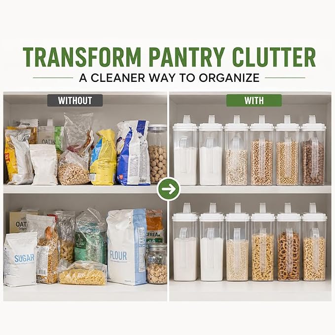 Cereal Containers Storage, Airtight 4 Quart Plastic Pantry Containers - Image 5