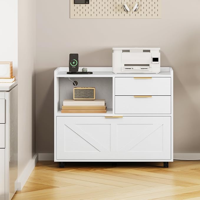 HOOBRO Lateral File Cabinet, Wooden Office Storage Drawers - Image 8