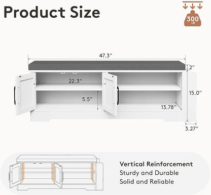 GRUSIGN 47.3" Shoe Storage Bench - Image 3