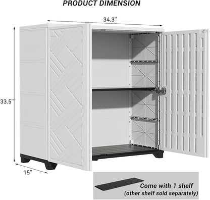 KINYING Outdoor Storage Cabinet Waterproof, 60 Gallon Resin Outdoor Storage Shed - Image 3