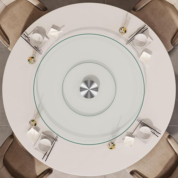 18.9 inch Glass Turntable Dining Table Large Lazy Susan Round Serving Plate - Image 2