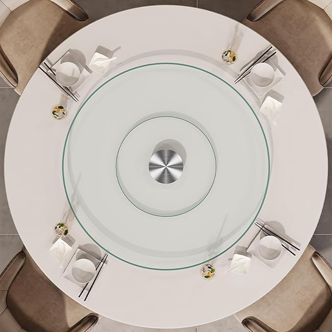 22.8" Lazy Susan for Table Top Tempered Glass Rotating Serving Tray for Dining - Image 2