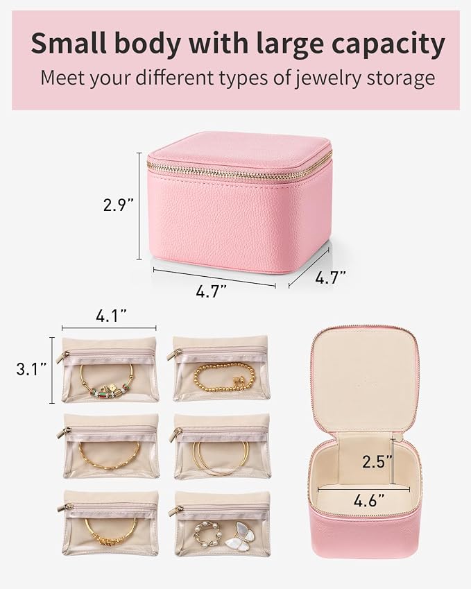 Vlando Travel Jewelry Box for Women, Faux Leather Jewelry Case - Image 4