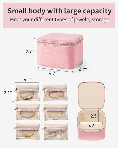 Vlando Travel Jewelry Box for Women, Faux Leather Jewelry Case - Image 4