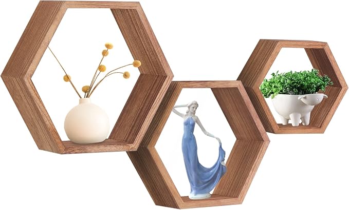 Hexagon Shelves, Floating Wall Shelf, Honeycomb Octagon Cube Shelves Wood | by PHOENANCEE