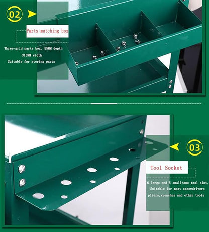 ICEMOB Utility Service Cart, 3-Tier Commercial Tool Cart Mobile Work Table - Image 4